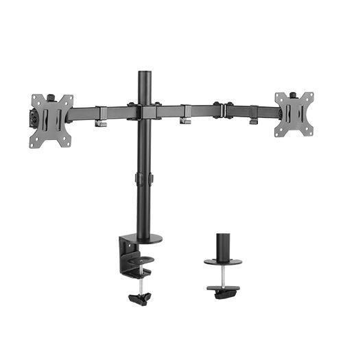 Brateck Dual Screens Economical Double Joint Articulating Steel Monitor Arm for Most 13’’-32’’ Monitors, up to 8kg, 360°Screen Rotation