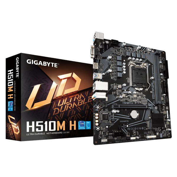 Gigabyte H510M H Micro ATX Motherboard, 2x DDR4 ~64GB, 1x PCI-E x16, 1x PCI-E x1, 1x M.2, 4x SATAIII, 2x USB 3.2, 4x USB 2.0