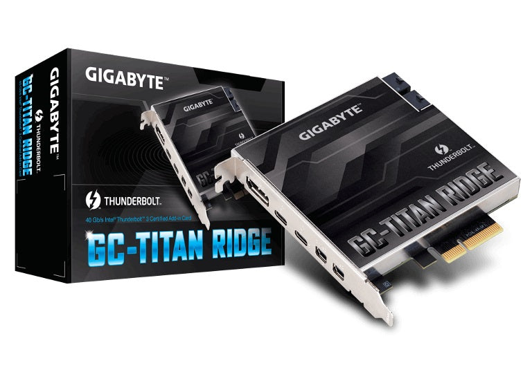 Gigabyte TITAN Ridge rev1 Dual Thunderbolt 3 Card for Z390 H370 B360 Z370 Series 3 Ports USB-C 40 Gb/s DisplayPort 1.2 4K Daisy-chain up to 12 Devices