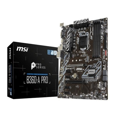 MSI B360-A PRO ATX Motherboard - S1151 8Gen 4xDDR4 6xPCI-E, 1xM.2, 4xUSB3.1, 2xUSB2.0, 1xDP, 1xDVI