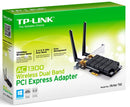 TP-Link Archer T6E AC1300 Wireless Dual Band PCI Express Adapter 1300Mbps 5GHz (867Mbps) 2.4GHz (400Mbps) 802.11ac 2x External Antennas ~TL-WDN4800