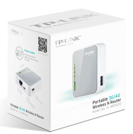 TP-Link TL-MR3020 Portable 3G/4G Wireless N Router 2.4GHz (150Mbps) 802.11bgn 1x100Mbps WAN/LAN 1xUSB 1xmini USB Internal Antennas ~TL-MR3220