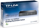 TP-Link TL-SF1016DS 16-Port 10/100Mbps Smart Switch or wall-mounting design Plug and play 3.2Gbps Switching Capacity Auto-MDI/MDIX Supports MAC(LS)