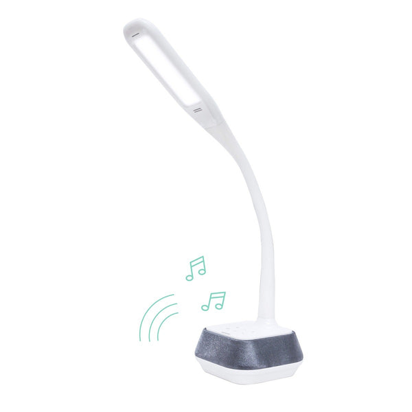 mbeatÂ® actiVIVA LED Desk Lamp with Bluetooth Speaker - 12V 1.5A 5W/LED illumination Switches/Warm Cool Modes/Rubberized Flexible Neck/Touch Sensitive