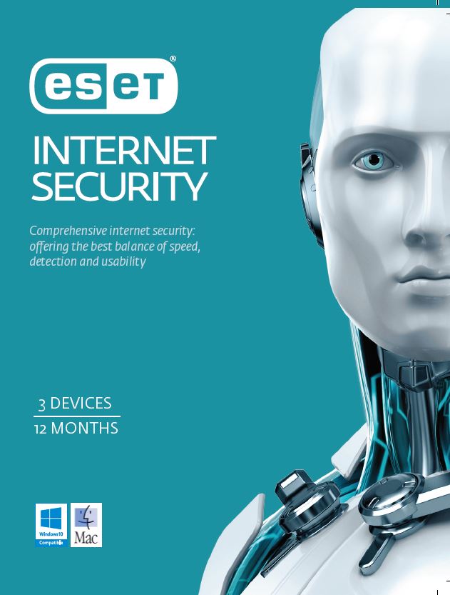 ESET Internet Security OEM 3 Devices 1 Year Download Physical Printed Card