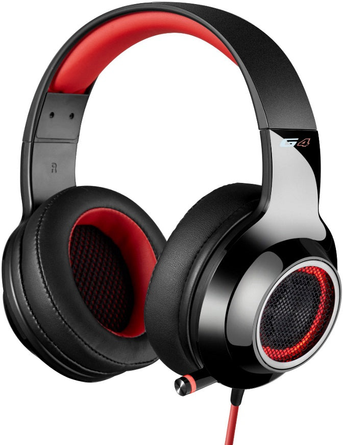 Edifier V4 (G4) 7.1 Virtual Surround Sound USB Gaming Headset Red - V7.1 Surround Sound/ Retractable Mic/LED Lights Mesh/USB/Gaming/PC/Laptop