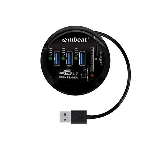 mbeatÂ® Portable USB 3.0 Hub and Card Reader - USB 3.0/2.0, SDXC/SDHC/ MMC/MMC4.0/ RS-MMC/RS-MMC/Micro-SDXC/Micro-SDHC/ MicroSD, up to 2TB