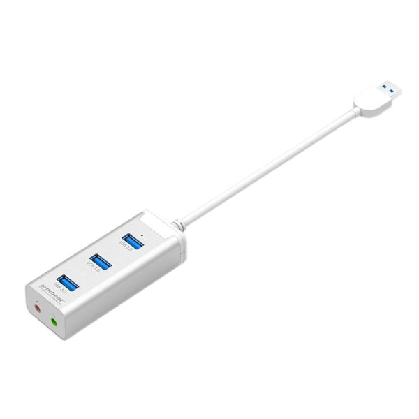 mbeat HAYMANÂ 3-Port USB 3.0 Hub with Audio & Mic - 3.5mm Audio Port/Microphone/ Ideal for Desktop PC or Notebook/ Windows/Mac Compatible