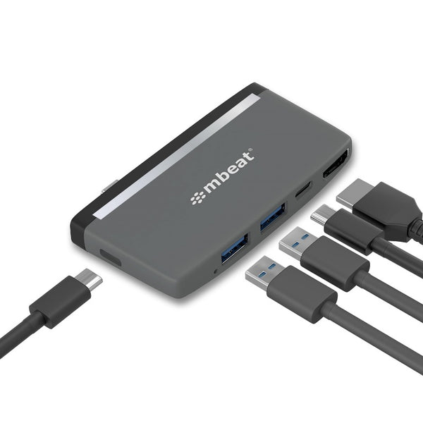 mbeatÂ EssentialÂ ProÂ  5-IN-1 USB- C Hub ( 4k HDMI Video, USB-C PD Pass Through Charging, USB 3.0 x 2, USB-C x 1)