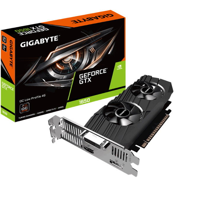 Gigabyte nVidia GeForce GTX 1650 OC 4GB Low Profile GDDR5 PCIe Graphic Cards 8K@60Hz DP HDMI DVI 3xDisplays Windforce 2X 1695MHz