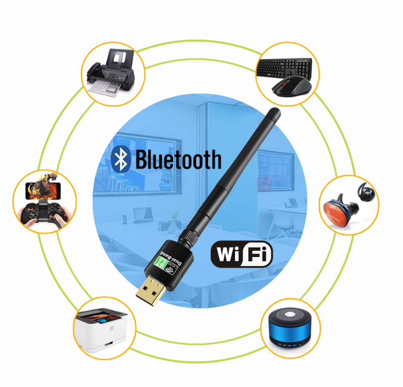 AC600Mbps Dual Band USB WiFi Adapter + BT 5.0
