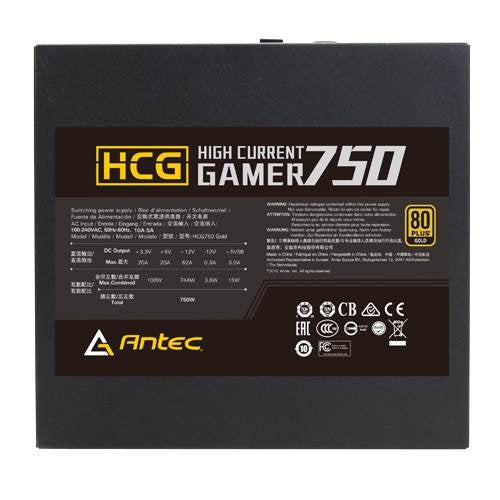 Antec HCG-750G 750w 80+ Gold Fully Modular PSU, 120mm FDB Fan, 2x EPS 8PIN, 100% Japanese Caps, DC to DC, Compact Design. 10 Years Warranty