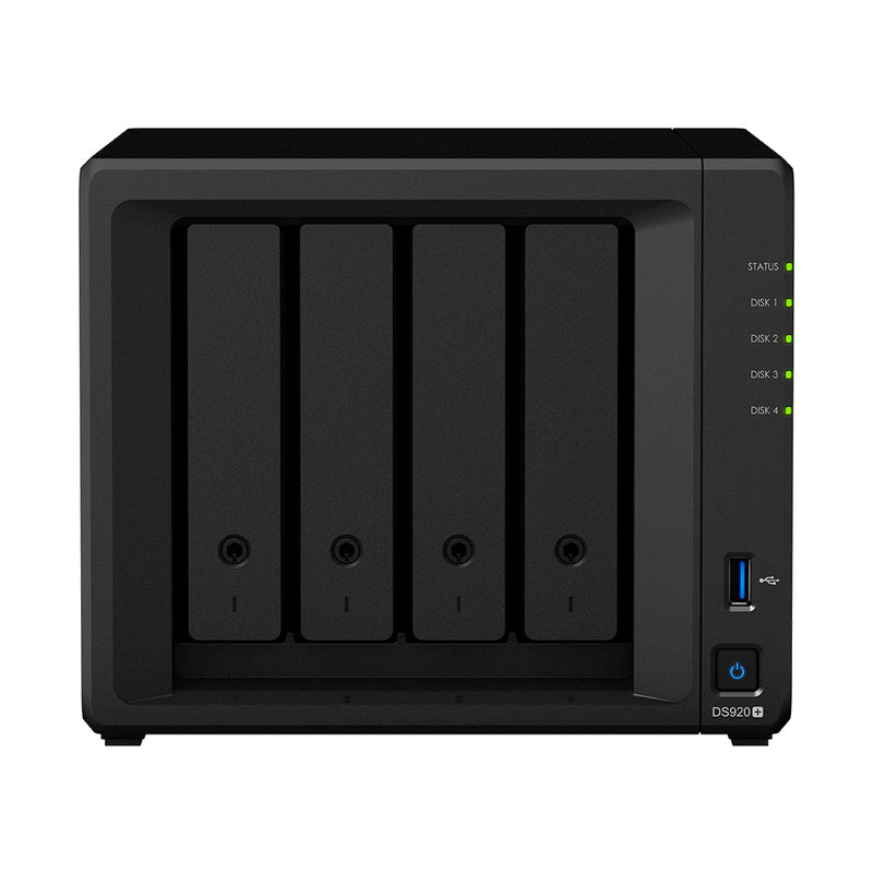 Synology DiskStation DS920+ 4-Bay 3.5" Diskless, Intel Celeron J4125 4-core, 2xGbE NAS (SMB) - 4GB RAM, 2 x USB3, 1 x eSATA 3 yr wty