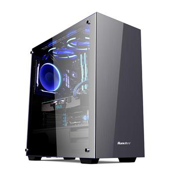 Huntkey GX600H ATX Case with Tempered Glass Side Panel, Aluminium Front Panel