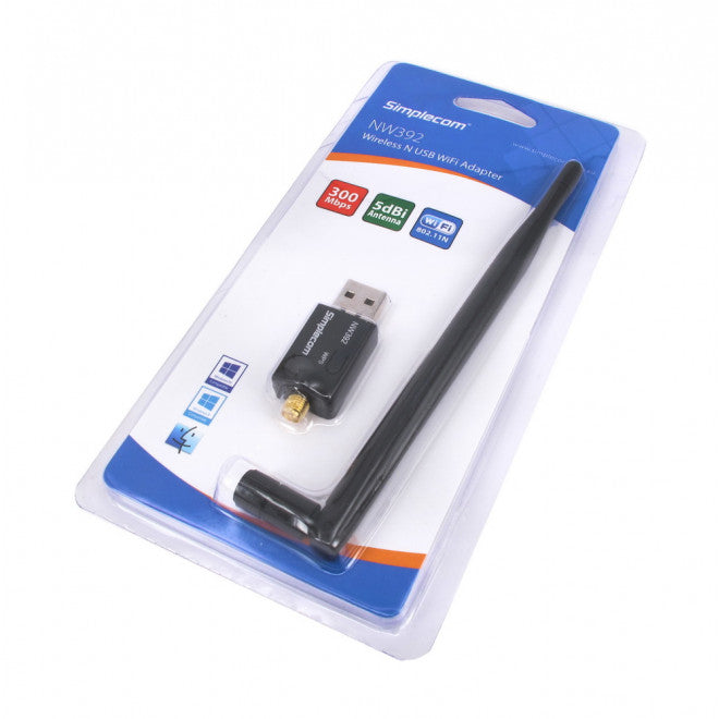 Simplecom NW392 USB Wireless N WiFi Adapter 802.11n 300Mbps 5dBi Antenna