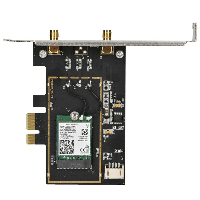 Intel Dual Band M.2 Wireless-AC 9260ac Card, AC1730/Bluetooth 5.0 (PCI-E Adapter Card, Low Profile Bracket & Antenna included)