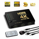 5-Port HDMI Switch, Supports up to 4K @30Hz, with IR Remote control