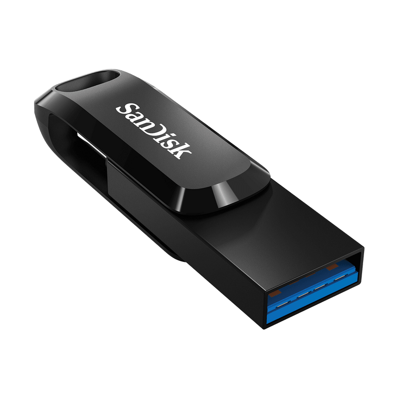 SanDisk 256GB Ultra Dual Drive Go 2-in-1 USB-C & USB-A Flash Drive Memory Stick 150MB/s USB3.1 Type-C Swivel for Android Smartphones Tablets Macs PCs