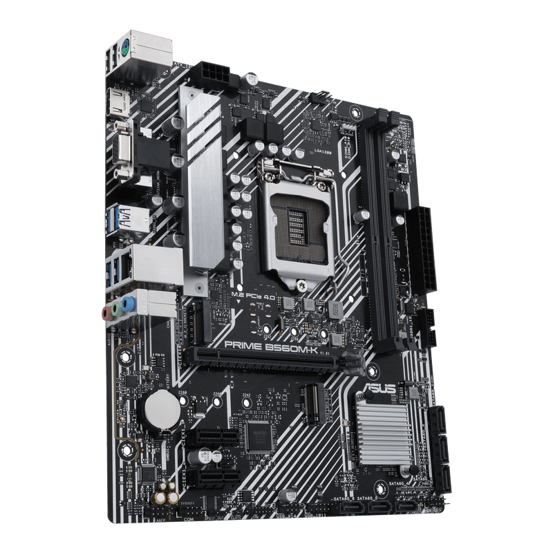 ASUS PRIME B560M-K Intel mATX Motherboard, 2x DDR4, 1x PCI-E x16, 2x PCI-E x1, 2x M.2, 6x SATAIII, 4x USB 3.2, 2x USB 2.0